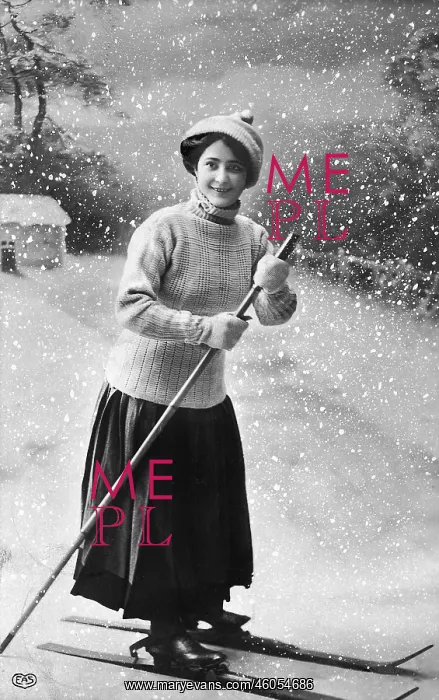 : Young lady on ski : Young lady on ski
