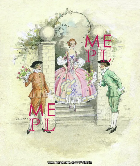: Young lady on steps and two young gentlemen : Young lady on steps and two young gentlemen