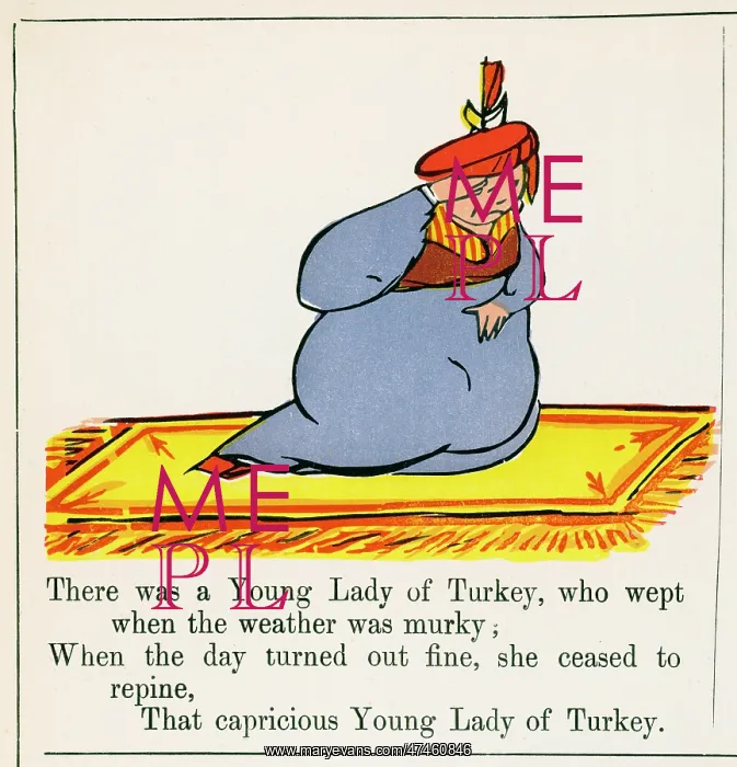 : Young Lady of Turkey, Edward Lear : Young Lady of Turkey, Edward Lear