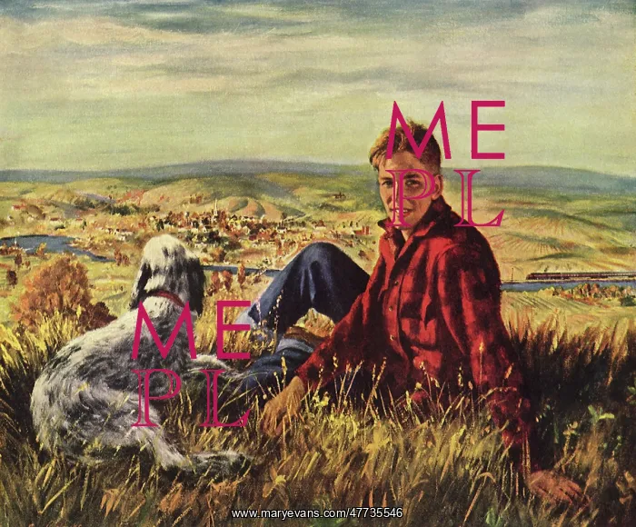 : Young Man with Dog on Hillside