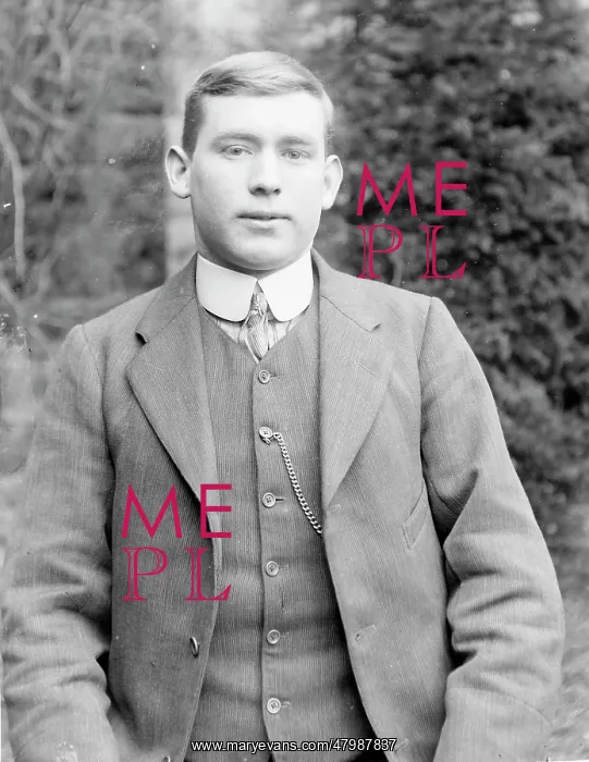 : Young man in a garden, Mid Wales : Young man in a garden, Mid Wales