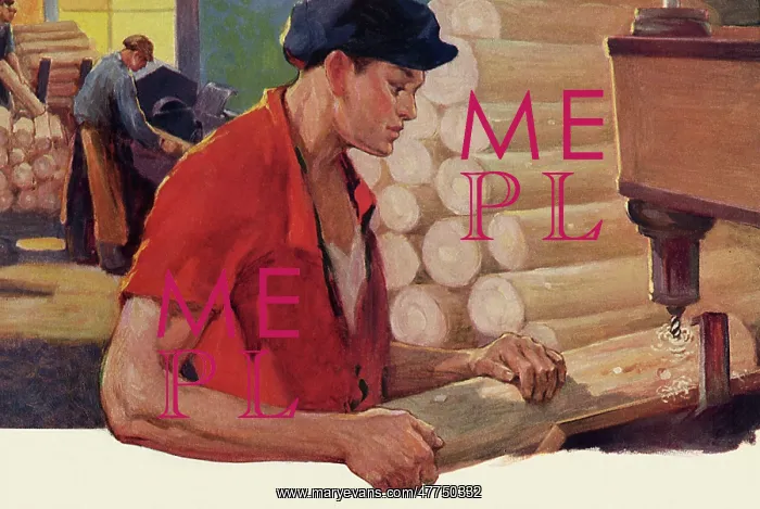 : Young Man running Wood in Mill : Young Man running Wood in Mill