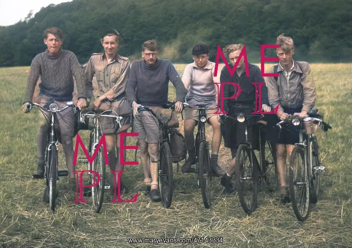 : Six young men on their bicycles : Six young men on their bicycles