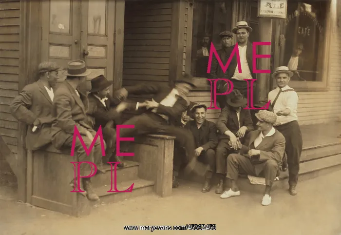 : Young men hanging around a saloon in Chicopee Falls : Young men hanging around a saloon in Chicopee Falls
