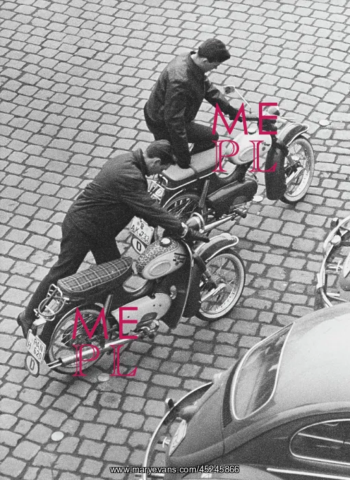 : Two young men with motorcycles : Two young men with motorcycles