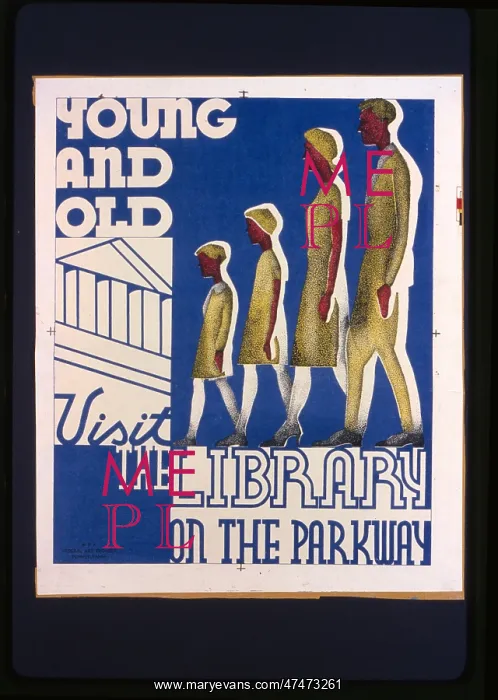 : Young and old visit the library on the parkway : Young and old visit the library on the parkway