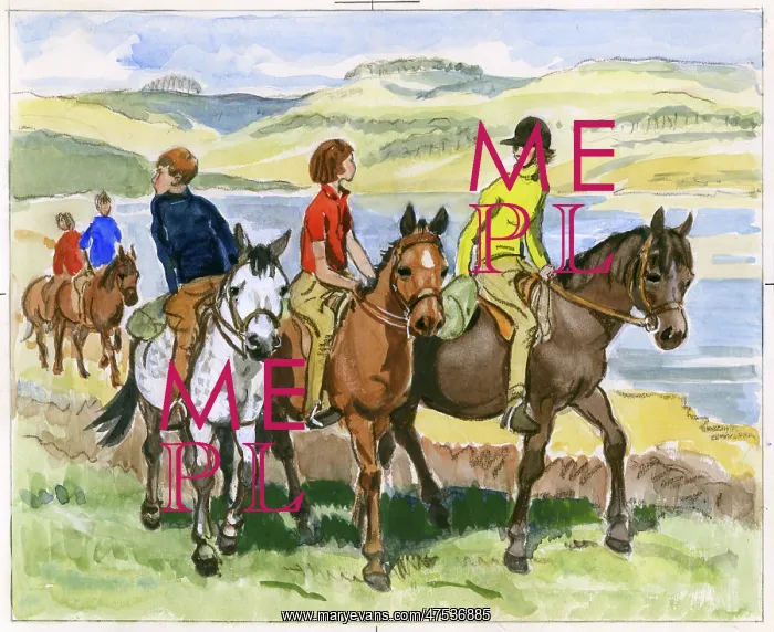 : Young people pony trekking : Young people pony trekking