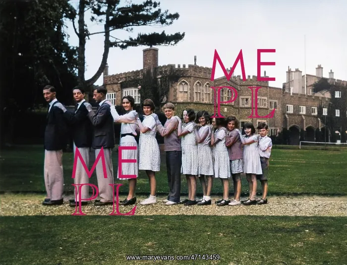 : Twelve young people standing in a line : Twelve young people standing in a line