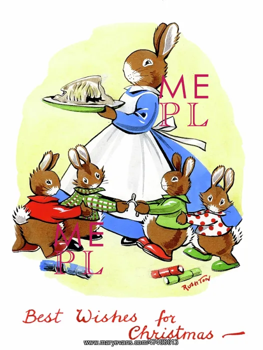: Young rabbits pulling the wishbone : Young rabbits pulling the wishbone