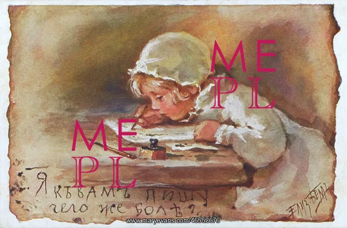 : Young Russian Girl writing : Young Russian Girl writing