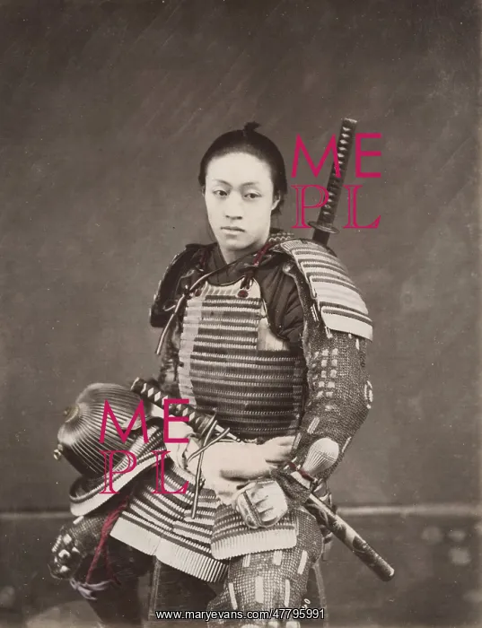 : Young samurai with armour and two swords, Japan : Young samurai with armour and two swords, Japan
