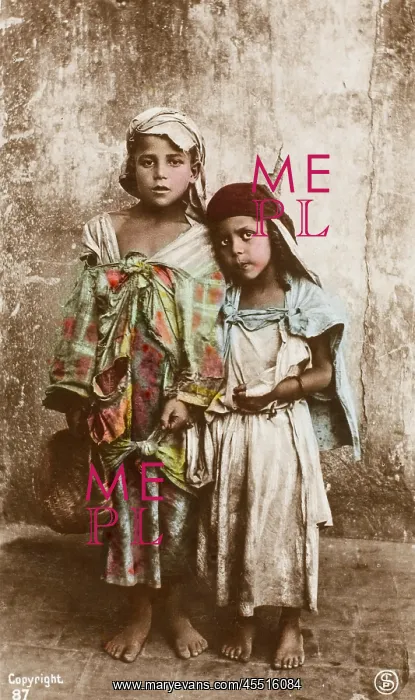 : Two young Tunisian beggar children : Two young Tunisian beggar children