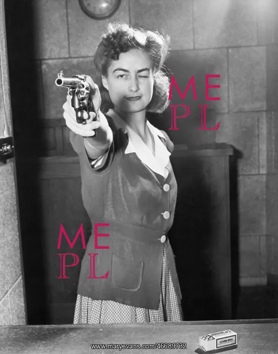 : Young woman aiming with a handgun : Young woman aiming with a handgun