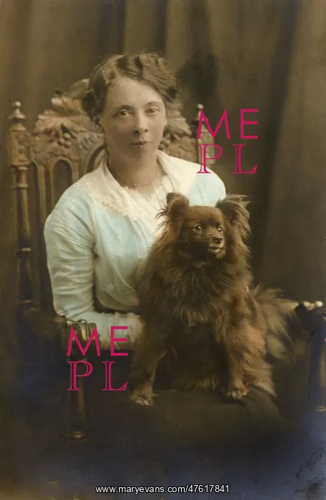  : Young woman with dog in studio photo