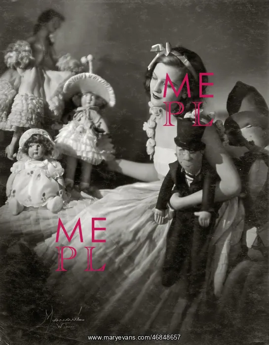 : Young woman with dolls : Young woman with dolls