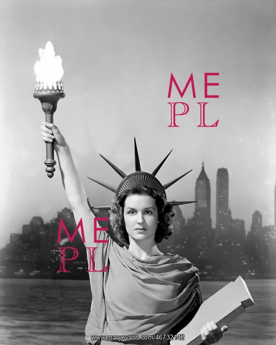 : Young woman dressed as the Statue Of Liberty with : Young woman dressed as the Statue Of Liberty with