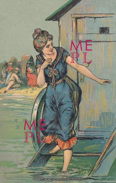  : Young woman emerges from bathing machine