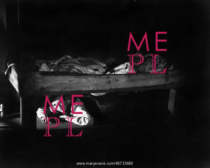 : Young woman hiding under the bed : Young woman hiding under the bed