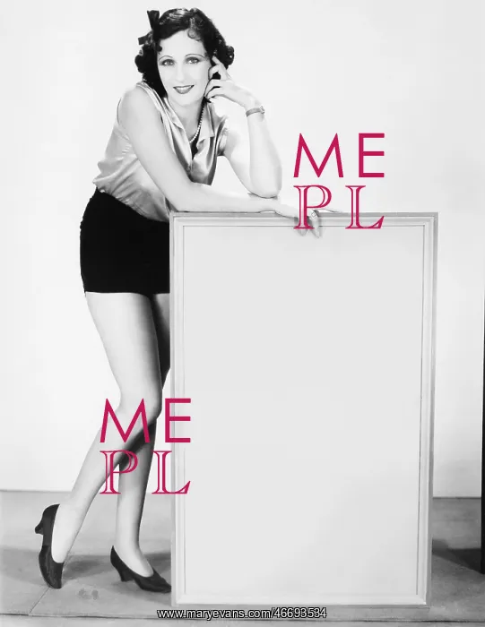  : Young woman holding a sign