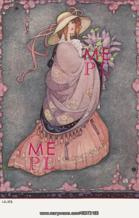 : Young woman with lilies : Young woman with lilies