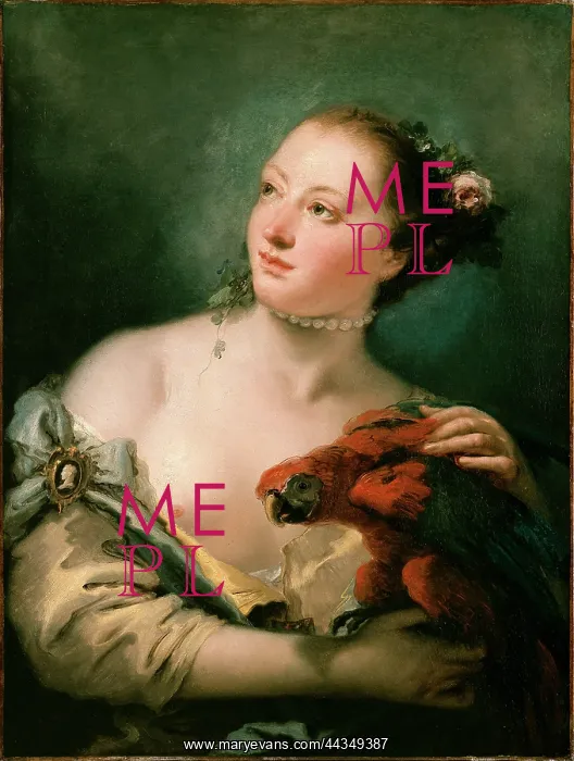 : A young Woman with a Macaw : A young Woman with a Macaw
