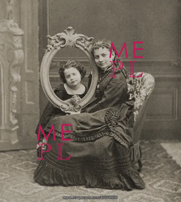 : Young Woman Posing with Framed Child, 1870 : Young Woman Posing with Framed Child, 1870
