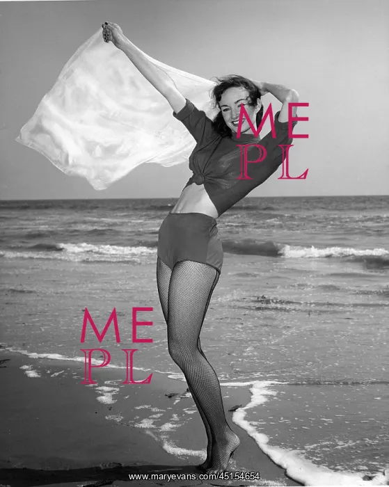 : Young Woman Standing on the Beach with a Towel in the Wind : Young Woman Standing on the Beach with a Towel in the Wind