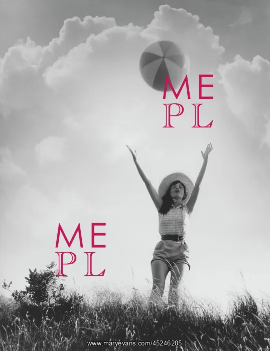: Young woman throws beach ball : Young woman throws beach ball