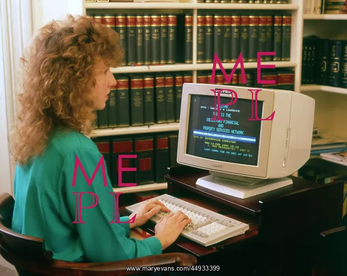  : Young woman working at a computer in a solicitors office
