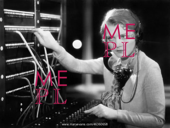 : Young woman working as a telephone operator : Young woman working as a telephone operator