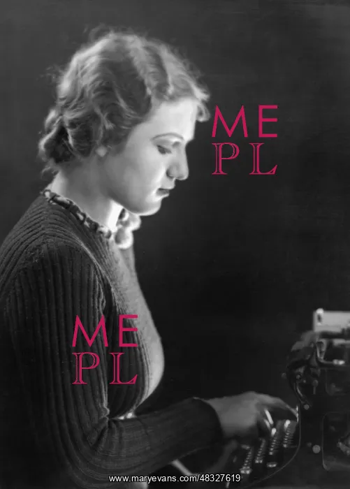 : Young woman working at typewriter, 1938 : Young woman working at typewriter, 1938