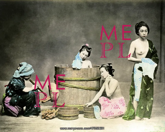 : Young women bathing, Japan : Young women bathing, Japan