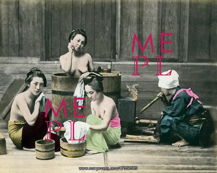: Young women bathing, Japan : Young women bathing, Japan