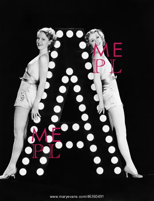  : Two young women posing with the letter A