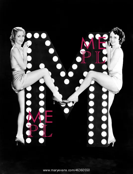  : Two young women posing with the letter M