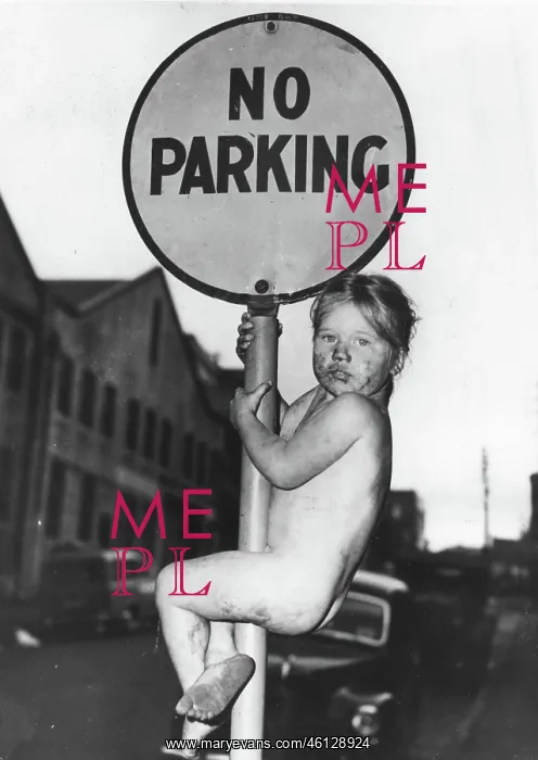 : Youngster Disobeys No Parking Sign : Youngster Disobeys No Parking Sign