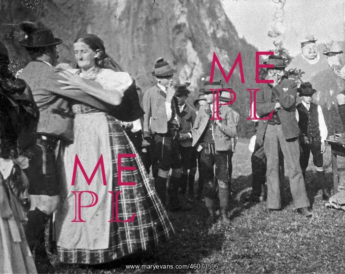 : The youth looks at dancing at a meadow in Gossl on : The youth looks at dancing at a meadow in Gossl on