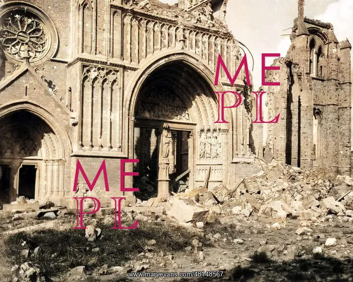 : Ypres Cathedral, Belgium, Western Front, WW1 : Ypres Cathedral, Belgium, Western Front, WW1