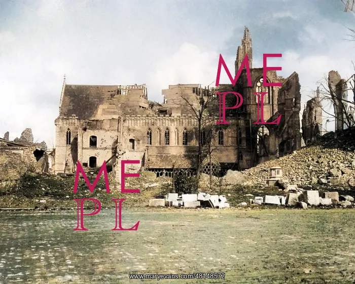 : Ypres Cathedral, Belgium, Western Front, WW1 : Ypres Cathedral, Belgium, Western Front, WW1