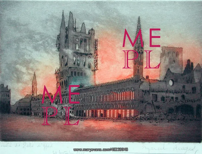 : Ypres, Cloth Hall on fire : Ypres, Cloth Hall on fire