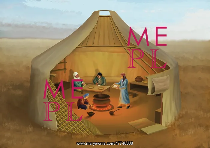 : Yurt in cross-section, Kazakhstan : Yurt in cross-section, Kazakhstan