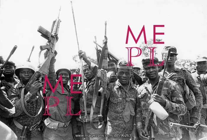 : Zaire troops armed with bow and arrows and automatic : Zaire troops armed with bow and arrows and automatic