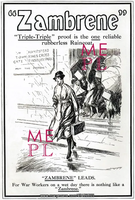 : Zambrene raincoat advertisement, WW1 : Zambrene raincoat advertisement, WW1