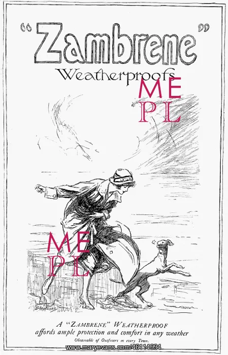 : Zambrene weatherproofs advertisement, 1918 : Zambrene weatherproofs advertisement, 1918