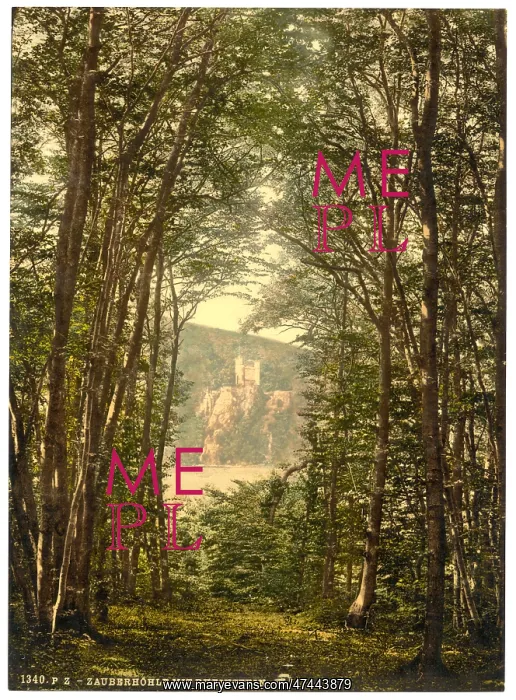 : The Zauberhole (Enchanted Grotto) and Rheinstein, Niederwald : The Zauberhole (Enchanted Grotto) and Rheinstein, Niederwald