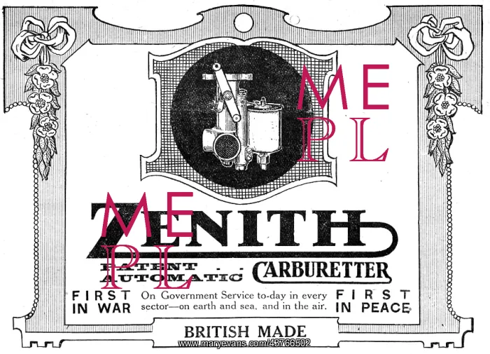 : Zenith Carburetters - 1917 Advertisement : Zenith Carburetters - 1917 Advertisement