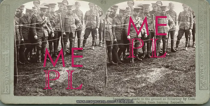 : Zeppelin. 3D Stereoscopic Image, Impression Made in the Ground at Billericay : Zeppelin. 3D Stereoscopic Image, Impression Made in the Ground at Billericay