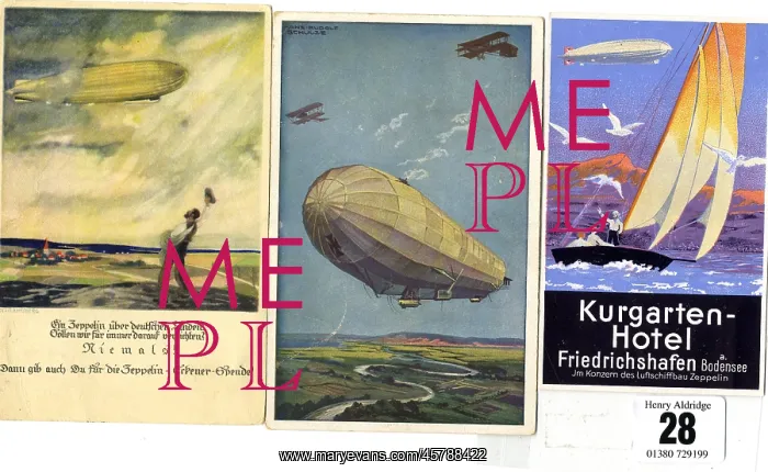 : Zeppelin airship - three postcards : Zeppelin airship - three postcards