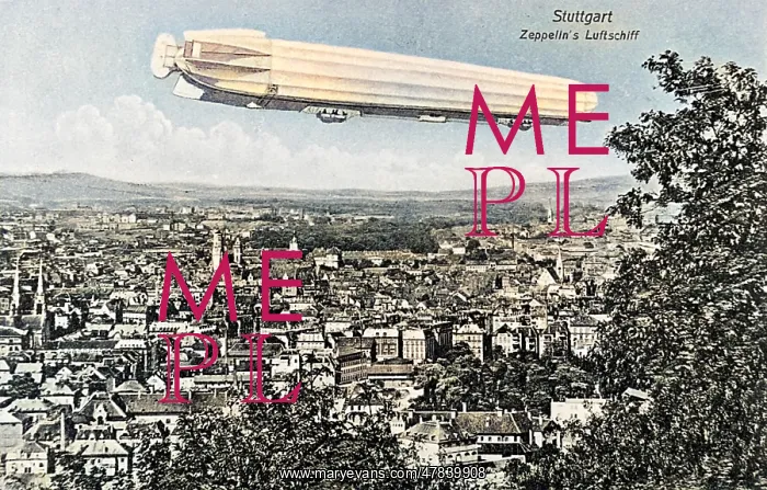 : Zeppelin airship over Stuttgart, Germany : Zeppelin airship over Stuttgart, Germany