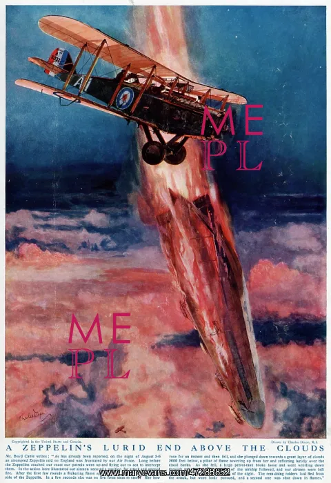 : Zeppelin Downed Over Sea WWI : Zeppelin Downed Over Sea WWI